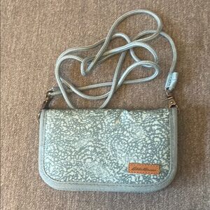 Eddie Bauer Blue Crossbody purse with Credit Card Slots and Change Purse Strap